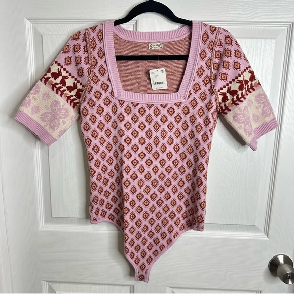 FREE PEOPLE Snow Bunny Bodysuit / Candy Combo Medium NWT Winter - Picture 6 of 10